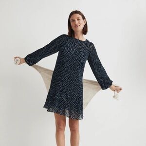 Madewell Crinkle Georgette Mini Dress in Floral Blue Large